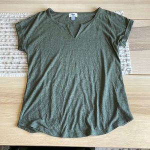 Green V-Neck Cuff Sleeve Old Navy Top